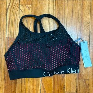 Calvin Klein Performance Mesh Cross-Back Medium Support Sports Bra Medium NEW